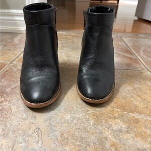 Black Leather Ankle Boots with Brown Sole
